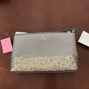 Kate Spade Gray and Gold Glitter Clutch